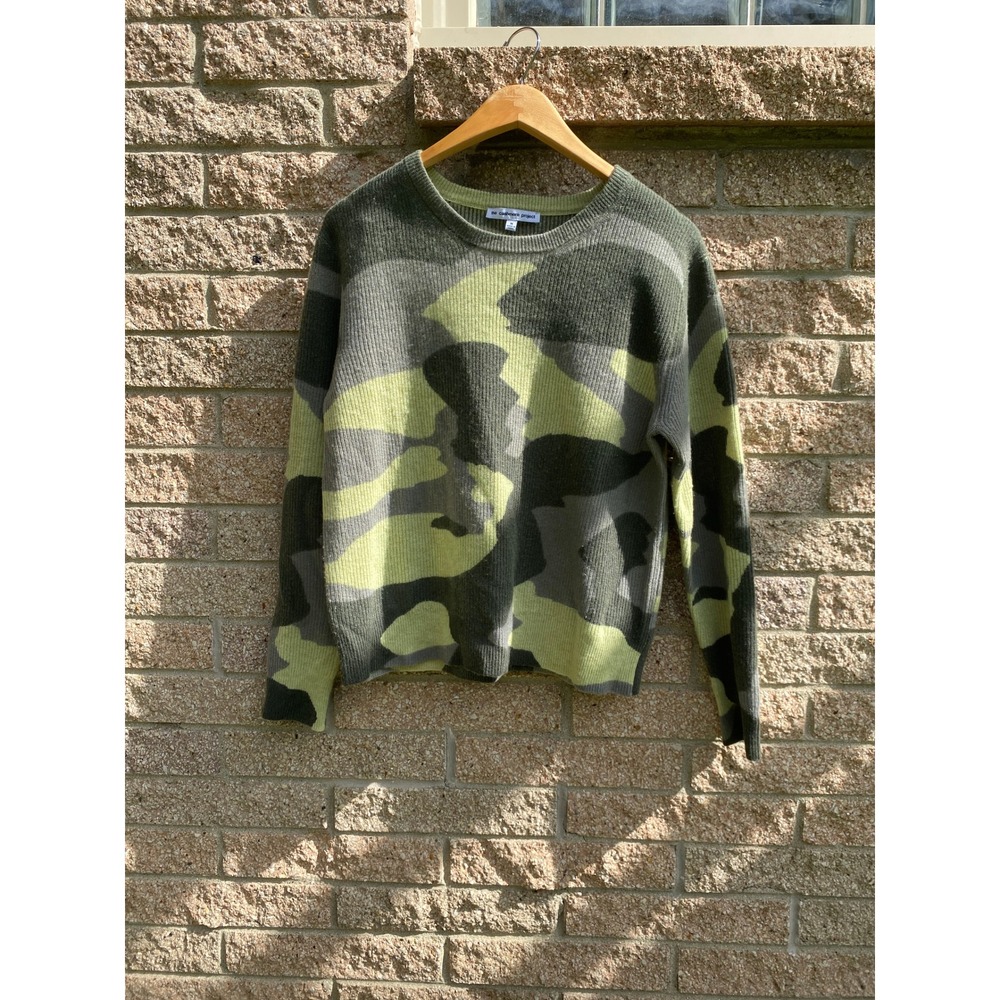 The Cashmere Project Sweater Camo Ribbed Knit M Green 100% Cashmere Gorpcore Lux - Picture 2 of 6